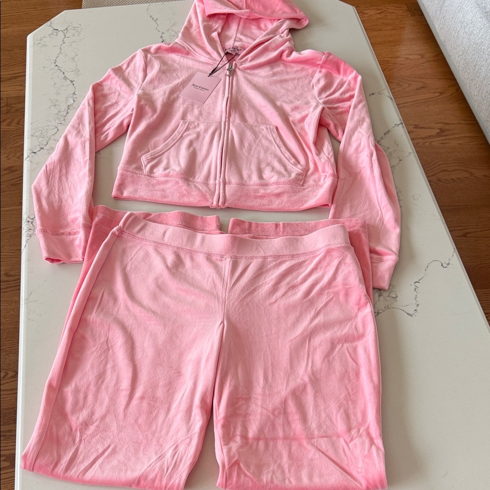 NWT Juicy Couture Y2K Vintage Flamingo PINK Tracksuit Vintage Y2K Sz L 🔥🔥🔥